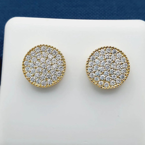 "14K Gold Plated Cubic Zircon Earrings, INUS1BR119 - Picture 1 of 10